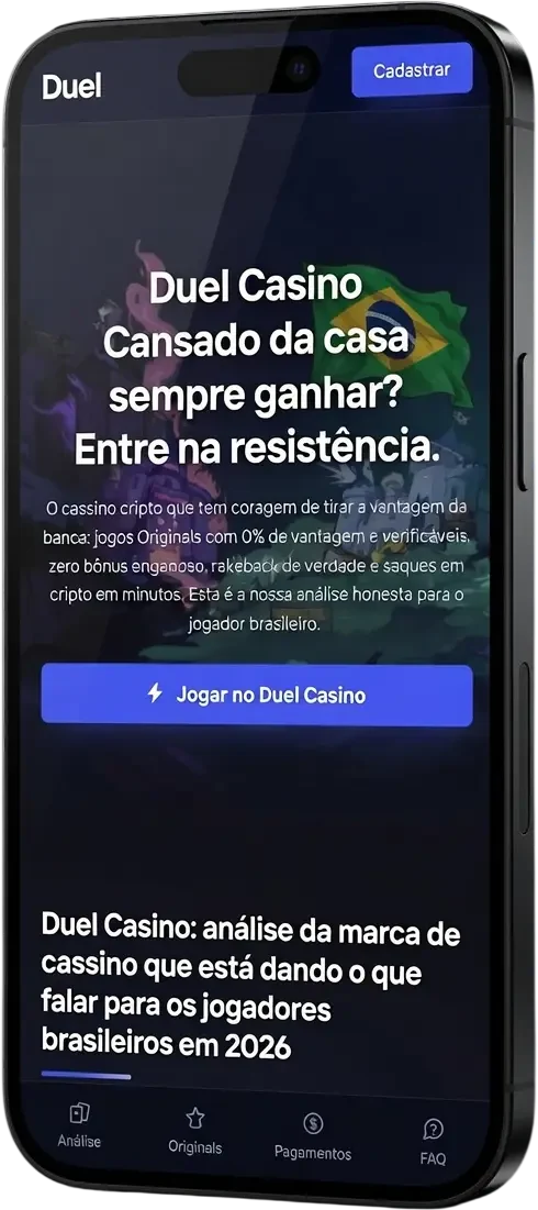 Duel Casino no iPhone, jogando direto pelo navegador do celular sem instalar app